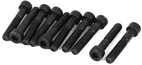 sourcing map 10 Stück Zylinderschrauben M8 x 45mm 12.9 Schwarz | Innensechskantschrauben Teilgewindebolzen Innensechskant Schrauben, Legierter Stahl