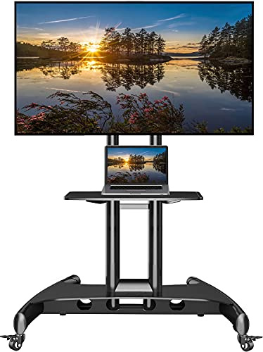 NB North Bayou 32-65 Universal Soporte Móvil TV Altura Ajustable Soportes TV de Pie Carro TV Pedestal con Estante y Ruedas - ajustes LED LCD TV MAX 46kg con VESA 100 200 300 400 600