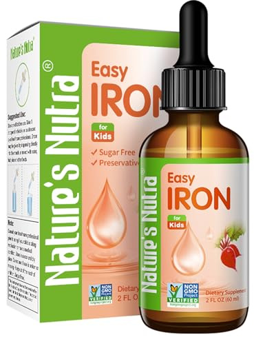 Nature's Nutra Easy Iron, Premium Liquid Iron for Baby, Infant, Kids and Children, Ferrochel, Anemia, Hemoglobin, Non-GMO, Kosher, 2 Fl. Oz (60ml)