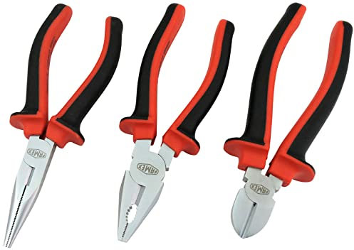 FAMEX 3959-3 - Juego de alicates - con cortador lateral, alicates combinados y pinzas para teléfono (3 piezas)