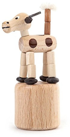 Wackeltier Wackelfigur Kuh, Figur aus Holz, natur, 8 cm, von DREGENO SEIFFEN – Original erzgebirgische Handarbeit, stimmungsvolle Dekoration