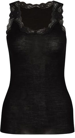 CALIDA Richesse Lace Top Damen, aus Schurwolle und Seide, mit Spitze am Ausschnitt, Feinripp im Rundstrick ohne störenden Seitennähte, temperaturausgleichend