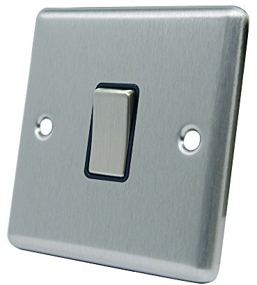 AET CSC1GSWIBS Satin Chrome Classical Black Insert Metal Rocker Switch-10 Amp Single 1 Gang 2 Way Light Switch
