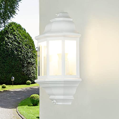 Licht-Erlebnisse Lampada a parete da esterno bianco vintage, lampada da balcone a parete, 2 luci, IP44, E27, L:24 cm, balcone, terrazza, giardino, lampada da esterno, luce esterna marittima
