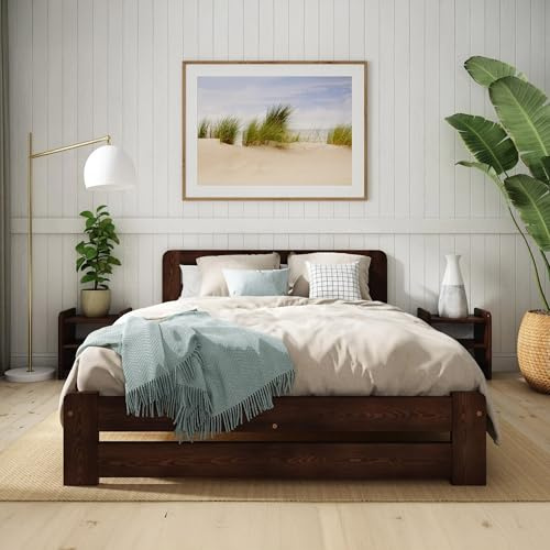 Nodax King Size Bed Frame 5ft, F1 Solid Wooden, Sturdy Slats Easy Assembly