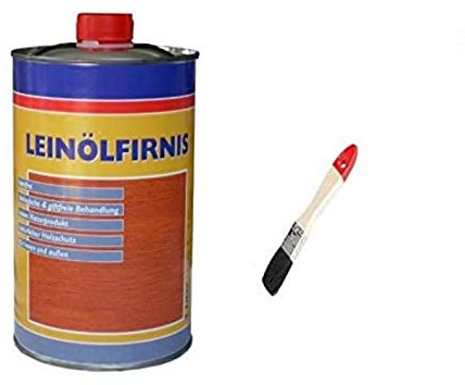 Leinöl - Firnis Holzimprägnierung & zum Herstellen von Ölfarben inkl. Pinsel zum Auftragen von E-Com24 (Firnis 1 Liter)