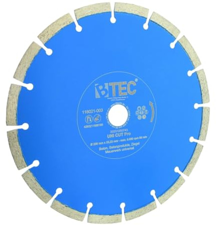 Diamant-trennscheibe BTEC UNI CUT Pro Trennscheibe 230mm zum Schneiden von Beton, Ziegel, Mauerwerk und weiteren Materialien