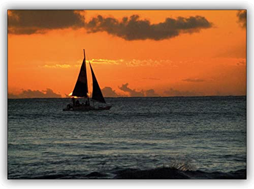 Im 5er Set: Romantische Foto Grußkarte: Segeln in den Sonnenuntergang Nicht nur für Segler