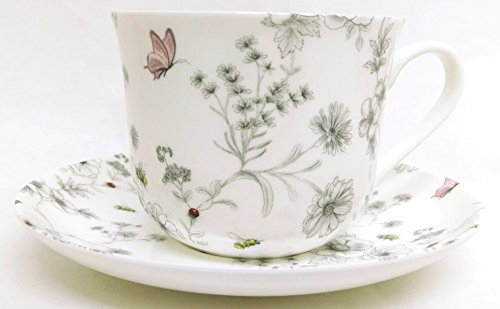 Secret Garden Petit déjeuner Tasse et soucoupe en porcelaine fine décorée à la main au Royaume-Uni grande tasse et soucoupe de livraison gratuite au Royaume-Uni