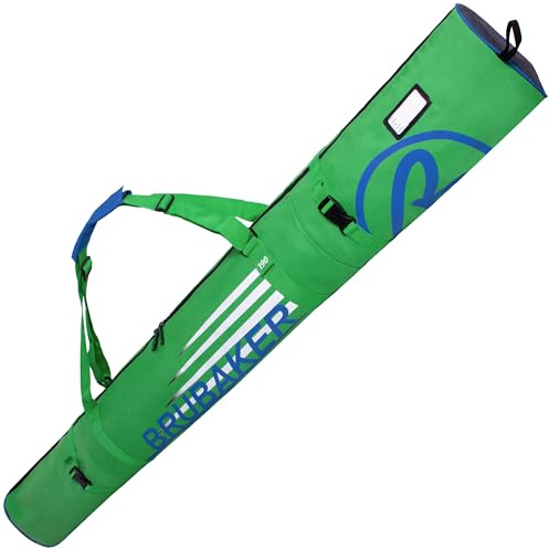 BRUBAKER ‘Carver Champion’ - Série limitée - Housse à Skis rembourrée pour 1 Paire de Skis et Bâtons - 190 cm - Vert Bleu