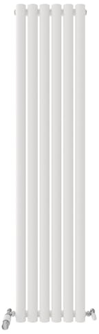 iBathUK Strata Wall-Mounted Vertical Single Oval Panel Radiator, 6 Column Steel High Thermal Output Hydronic Central Heating, Designer Modern Radiator in Matt White, 1600 × 354mm