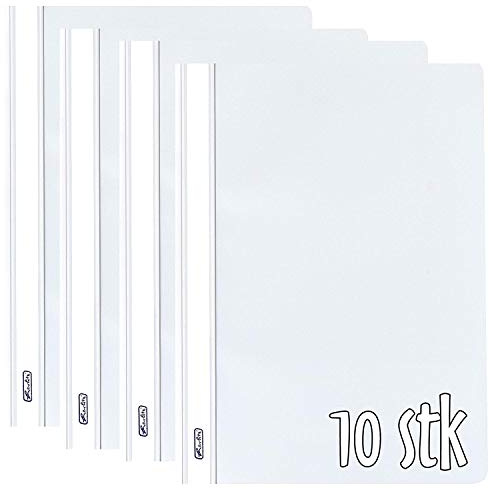 Schnellhefter PP A4 10 Stück Vorteilspack (Weiß, 10er Pack)