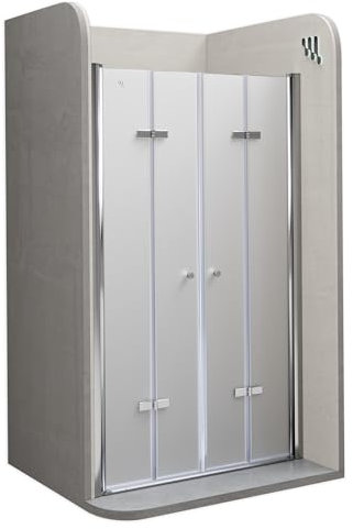 i-flair Doppelfalttür Verstellbereich von 80-84 cm Höhe: 195 cm Duschabtrennung aus 6 mm satiniertem ESG Sicherheitsglas mit Nanobeschichtung