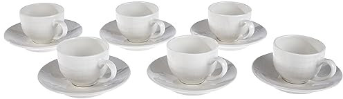 Tognana Victoria, Set 6 Tazze Caffè con Piattino, Porcellana, Bianco
