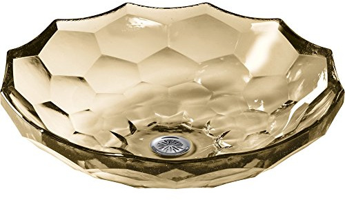 KOHLER Briolette-Gefäß Facettiertes Glaswaschbecken Badwaschbecken Transluzent Sandelholzglas, Poliert, Oval, Luxuriös, Vessel-Spüle, 19.2 pounds