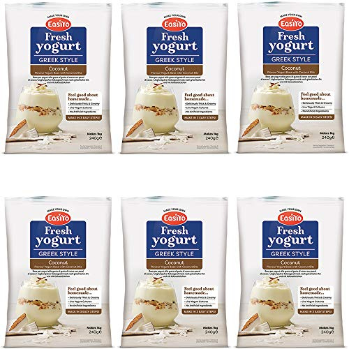 Easiyo Greek & Coconut Premium Yoghurt Mix 240g (Pack of 6)