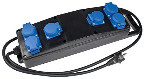 as - Schwabe Vollgummi Steckdosenleiste 2 m H07RN-F 3G2,5-6 x Schutzkontaktsteckdosen 230 V 16 A - Baustromverteiler - Stromstation für Baustelleneinsatz - Außenbereich - Made in Germany, 60556