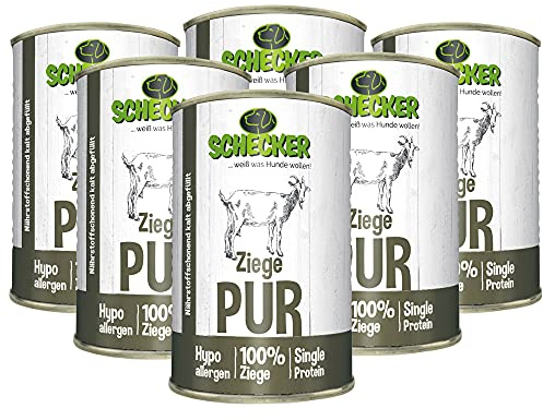 Schecker Nassfutter - 100% Ziege PUR - 6 x 410g - getreidefrei - glutenfrei - hypoallergen - weizenfrei