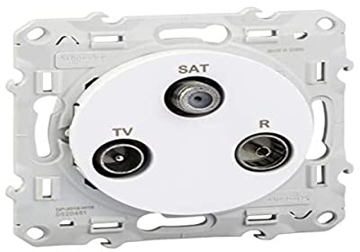 prise télévision + radio fm + satellite - blanc - fixation par vis - schneider odace