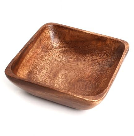 Premier Housewares Small Dark Brown Wooden Fruit Bowl Salad Bowl Serving Bowl Large Bowl Bamboo Fruit Bowl Salad Bowl & Servers 5 cm x 15 cm x 15 cm