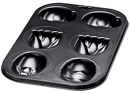 Original Kaiser Muffinform Ostern für 6 Muffins, Muffin Backblech 36x25x3 cm, Backform Ostern mit 3 Motiven - Tulpe, Marienkäfer, Osterei, antihaftbeschichtet, Grau