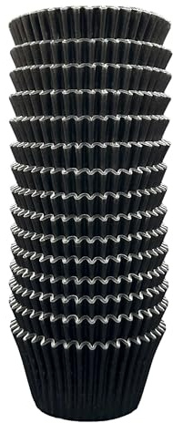 Scrumptious! - 180PC Cupcake Cases - Black - 65GSM 51mm x 38mm Greaseproof Paper Baking Cases - Great for Halloween, Birthday and Anniversary Party Muffins, Cakes and Bakes