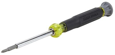 Klein Tools 32581 4-in-1 Electronics Screwdriver Set with 2 Slotted, 2 Phillips Precision Machined Bits, Ideal for Terminal Blocks