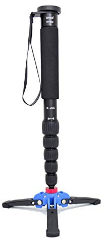 Koolehaoda K-266 Monopie de aluminio para cámara con base de soporte de trípode extraíble. 6 secciones 42-160 cm ajustable, diámetro máximo de la pierna: Φ28 mm, carga útil de hasta 7 kg - (negro)
