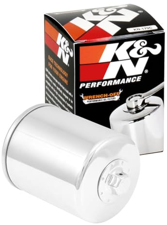 K&N Motorcycle Oil Filter: High Performance, Premium, Designed to be used with Synthetic or Conventional Oils, Wrench Off Nut: Fits Select Harely Davidson Motorcycles, KN-170C