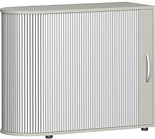 Gera Möbel S-382101-LG Rolloschrank Mailand 2 OH Links anstellbar mit Standfüßen, 100 x 40 x 83 cm, lichtgrau