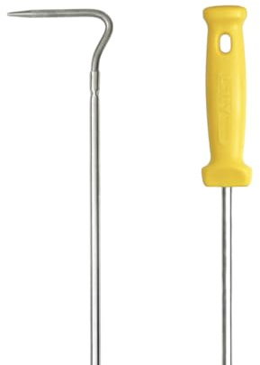 Lilly Codroipo Crochet bucapizza en acier inoxydable 100% h. 135 cm. pour pizzas, J-forme, jaune, sans finition, montage au plafond, min. 0.5 kg, pour métal et brique