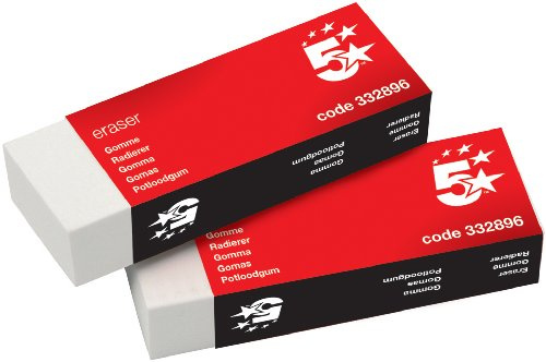 5 Star 332896 - Goma de borrar con revestimiento de papel (60 x 21 x 21 mm), color blanco, Pack of 10