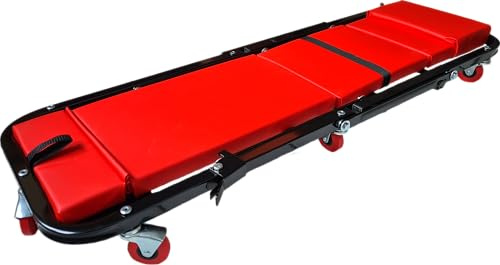Berger & Schröter | KFZ Montagerollbrett, Rollsitz, Rollbrett 2in1, hochwertige Profi-Ausführung mit 3 Trägern für bequemes Arbeiten unter oder am Auto bis 120 kg belastbar mit 7 Rollen