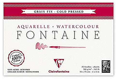 Clairefontaine – Bloc de papel de acuarela (grano grueso, Fontaine/Hadern 10x15