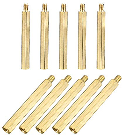 sourcing map 10Stk. M4x45mm+6mm Stecker Buchse Messing PCB Motherboard Abstandhalter Ständer