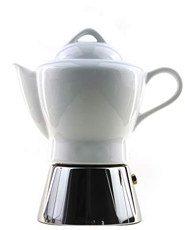 Moka Consorten Italienischer Espressokocher »Nicole« | Edelstahl und weißes Porzellan | Höhe: 16 cm | Füllmenge: 210 ml | Made in Italy