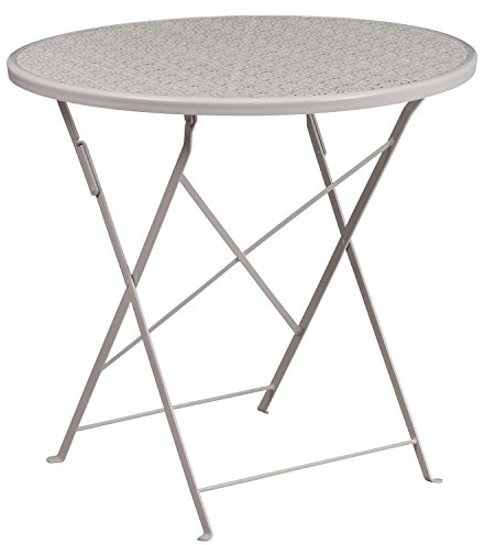 Flash Furniture Oia Commercial Grade 30 Round Light Gray Indoor-Outdoor Steel Folding Patio Table