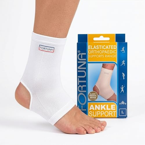 Fortuna Elasticated Ankle Support – Compression Ankle Brace for Plantar Fasciitis, Achilles Tendon & Ligament Pain Relief – Breathable Elastic Sleeve for Sports & Daily Use (Medium)