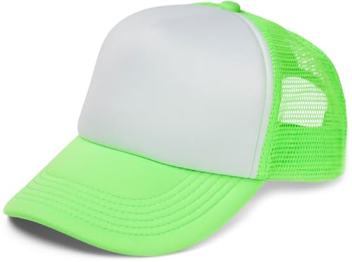 styleBREAKER Unisex Trucker Cap | Basecap mit Mesh, Weiß-Neongrün