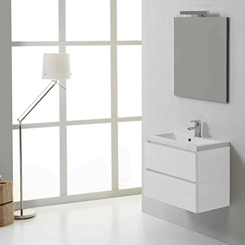 Kiamami Valentina - Mobile Bagno Sospeso 60 Cm Con Cassetti Bianco Foresta | Manhattan