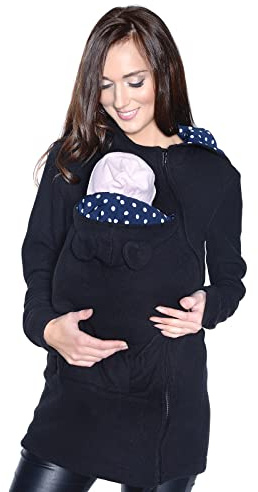 Mija – moderskap polar varm fleece huvtröja / pullover för två/för babybärare 3073A