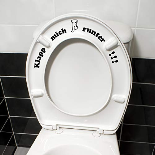 WANDKINGS Toilettenaufkleber Klapp Mich runter!!! 16 x 32 cm - Schwarz - 35 Farben zur Wahl