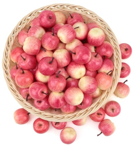 Gresorth 30 Stück Künstliche Lebensechte MINI Apfel Deko Gefälschte Früchte Obst Party Festival Dekoration | 3,5 cm Kleine Rosa Äpfel, Realistische Obstauslage, Obst-Dekoration als Nachbildung, für Partys Hause Küche