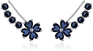 QUKE Cubic Zirconia Crystal Wrap Ear Vines Climbers Earrings For Women | Silver Plated, Sparkling Ear Crawler Earrings, Versatile Styling, Lovely Present for Birthdays, Valentine’s Day & Christmas