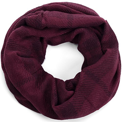 style3 Damen Schal Loop Winterschal unifarben mit dezentem Karo-Muster One Size(Lila)