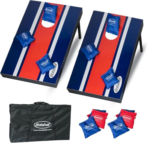 Bolaball Cornhole Board Set with 8 Toss Bags, 2 x 3 ft Portable Cornhole Boards, Wooden Cornhole Game for Outdoor Games, Family Games, Adult Games, Backyard & Beach Play