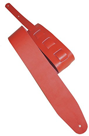 Leder Gitarrengurt 'Basic', in 10 Farben, 2 Längen und 3 Breiten, Echtleder, Farbe:rot, Größe:6cm breit / 130-170cm lang