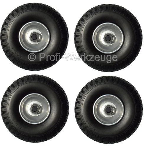 SEPVER 4 Stück Luft Rad Bollerwagen-Set Mit 4 PR Lagieg für Achse 20 mm Bollerwagen-Rad 260 mm Stahl Felge Sackkarren-Rad mit Lager Reifen