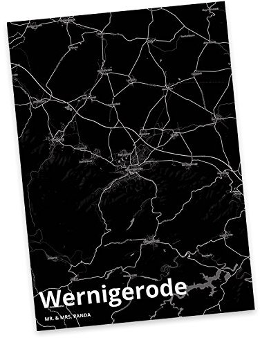 Mr. & Mrs. Panda Postkarte Wernigerode - Geschenk, Stadt, Ansichtskarten, Dorf, Grußkarte, Stadt Dorf Karte Landkarte Map Stadtplan,