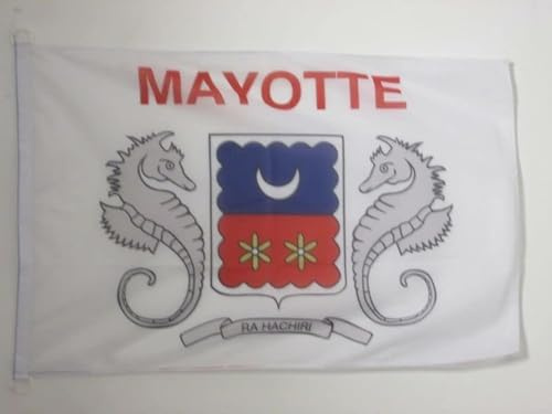 AZ FLAG Pavillon Mayotte 90x60 cm Mahorais Maille Bloquée Anneaux Plastique | Usage extérieur et nautique Pavillon nautique résistant aux intempéries avec coutures doubles et bords renforcés